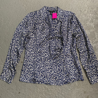 Pattern Faux Wrap LS Blouse
