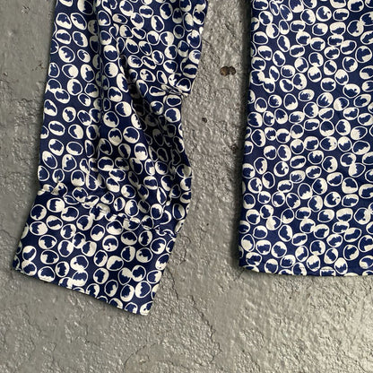 Pattern Faux Wrap LS Blouse