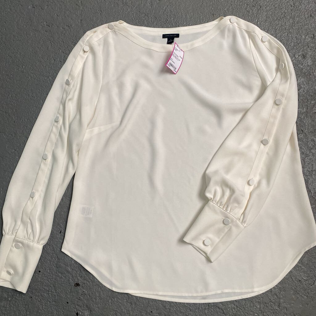 Faux Silk Button Sleeve LS