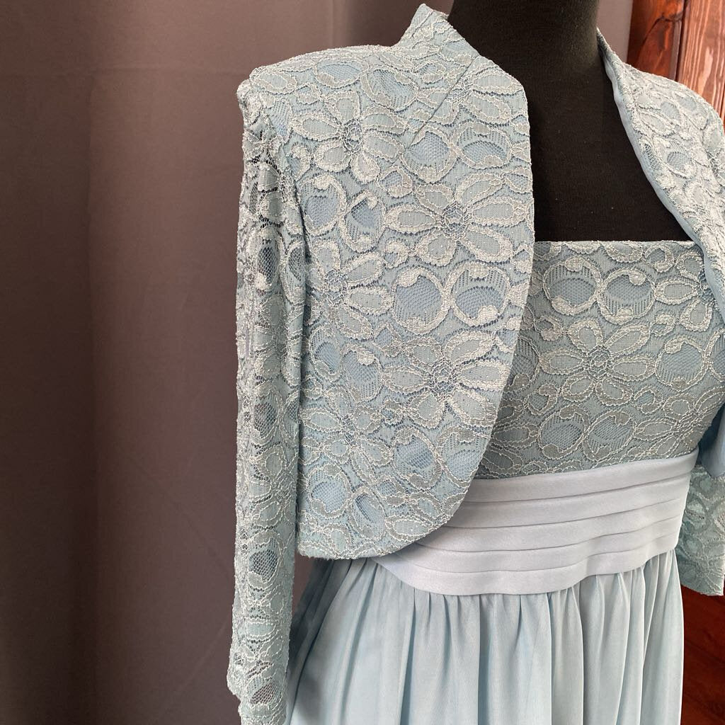 Sheer Chiffon Lace Bodice Formal 2pc