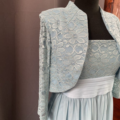 Sheer Chiffon Lace Bodice Formal 2pc