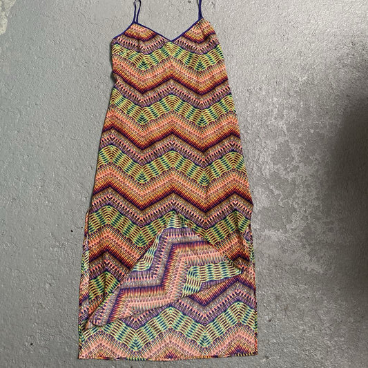 Pattern Maxi Side Slit Dress