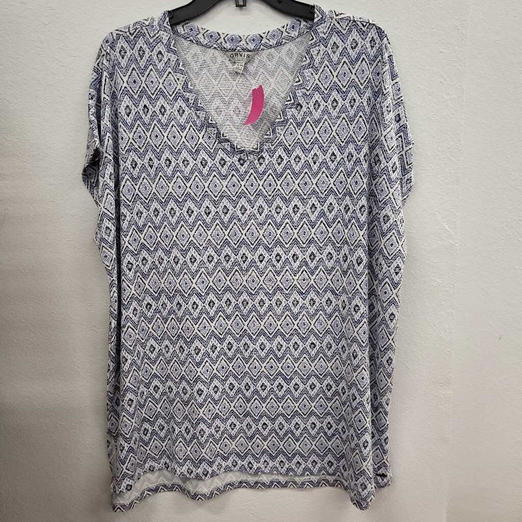 Orvis SS V Neck Tee Pattern Print
