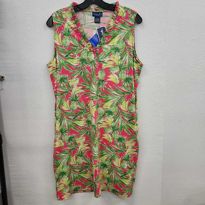 Caribbean Joe Tropical Fruit Print SL Dress