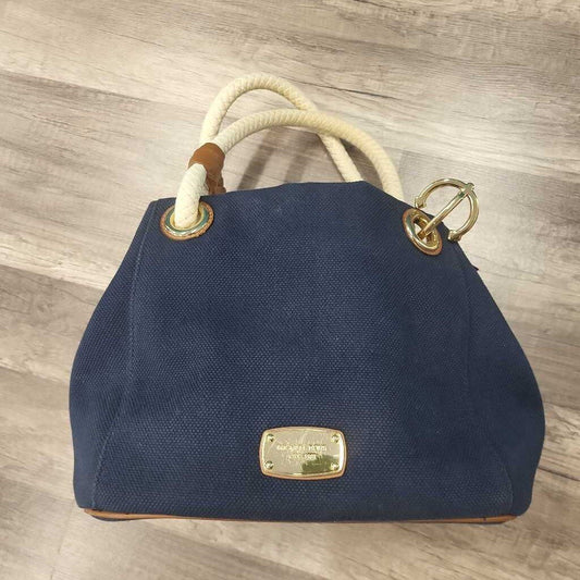 Michael Kors Navy Canvas Marina Grab Tote Bag Neutical