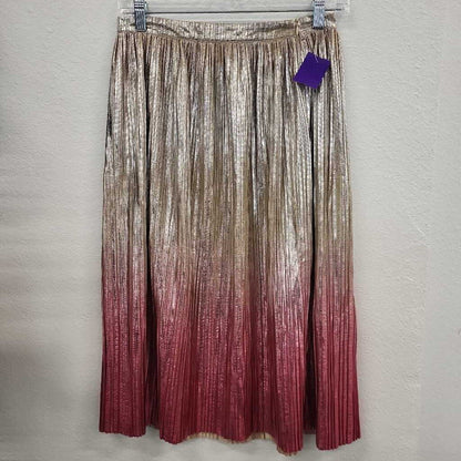 Seen Worn Metalic Gold & Pink Midi Skirt