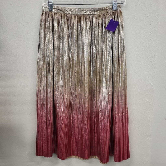 Seen Worn Metalic Gold & Pink Midi Skirt