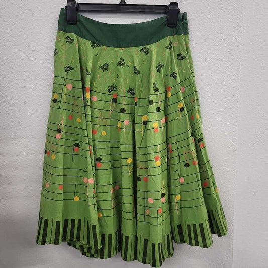 Viola Cotton Blend Music Print Skirt