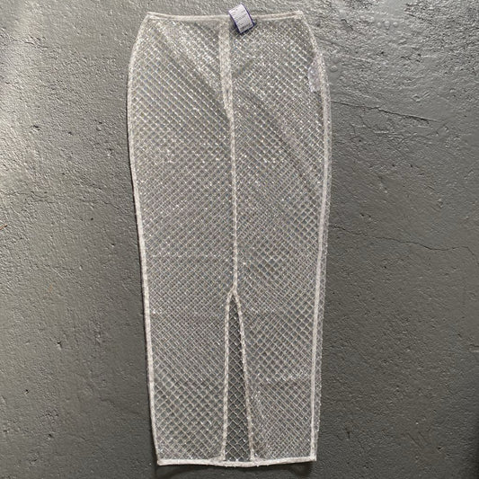 Mesh Beaded Maxi Pencil Skirt